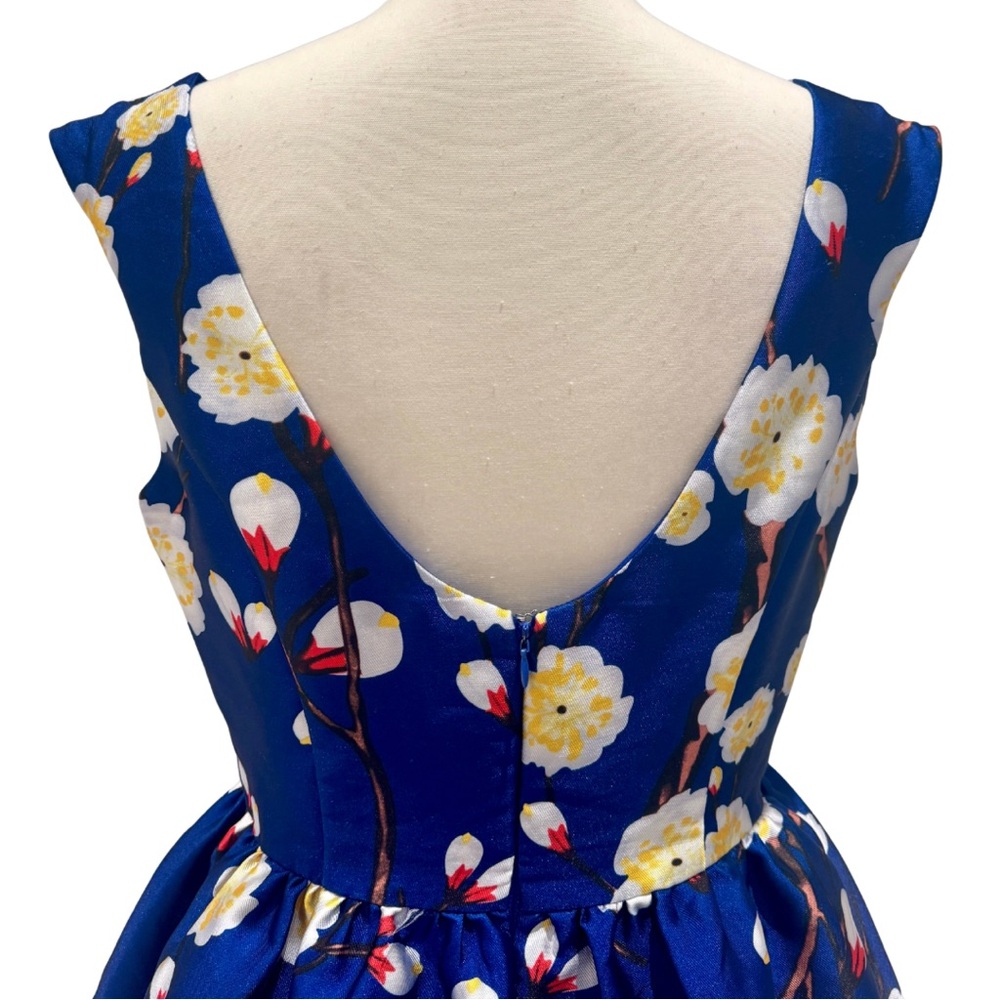 NWOT Ark & Co Royal Blue Floral Cocktail Dress | Fit & Flare (M) - Picture 6 of 10